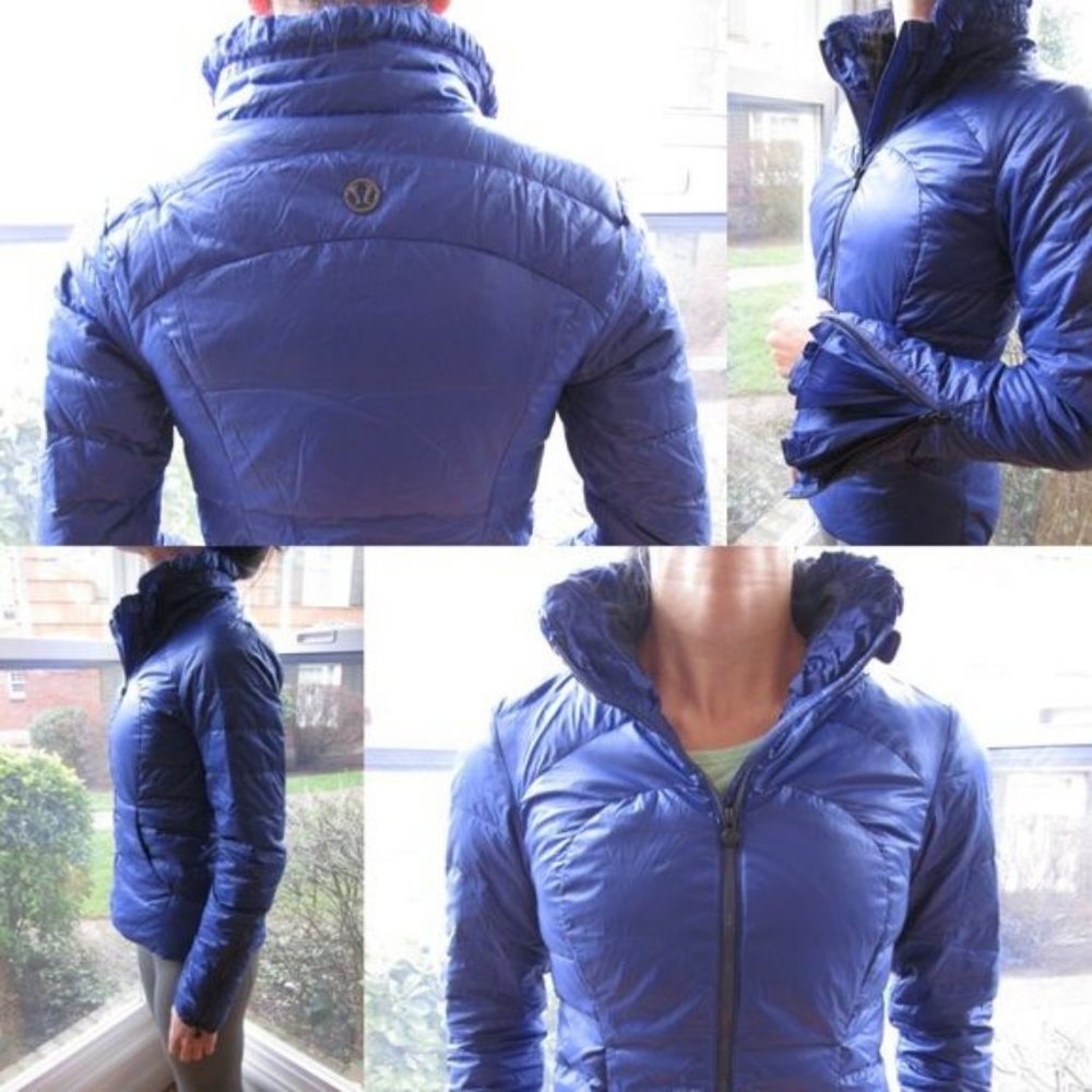 Lululemon Down Town Puffy Jacket Size 6 Indigo Blue Goose Down Puffer